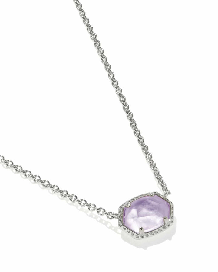 Kendra Scott Daphne Frame Necklace - Silver Purple Amethyst