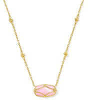 Kendra Scott Elisa Lattice Framed Gold Pendant Necklace in Blush Ivory Mother of Pearl
