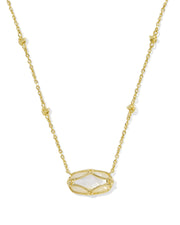 Kendra Scott Elisa Lattice Framed Gold Pendant Necklace in Ivory Mother of Pearl