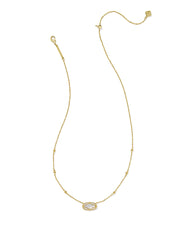 Kendra Scott Elisa Lattice Framed Gold Pendant Necklace in Ivory Mother of Pearl