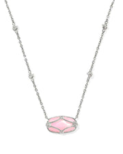 Kendra Scott Elisa Lattice Framed Silver Pendant Necklace in Blush Ivory Mother of Pearl