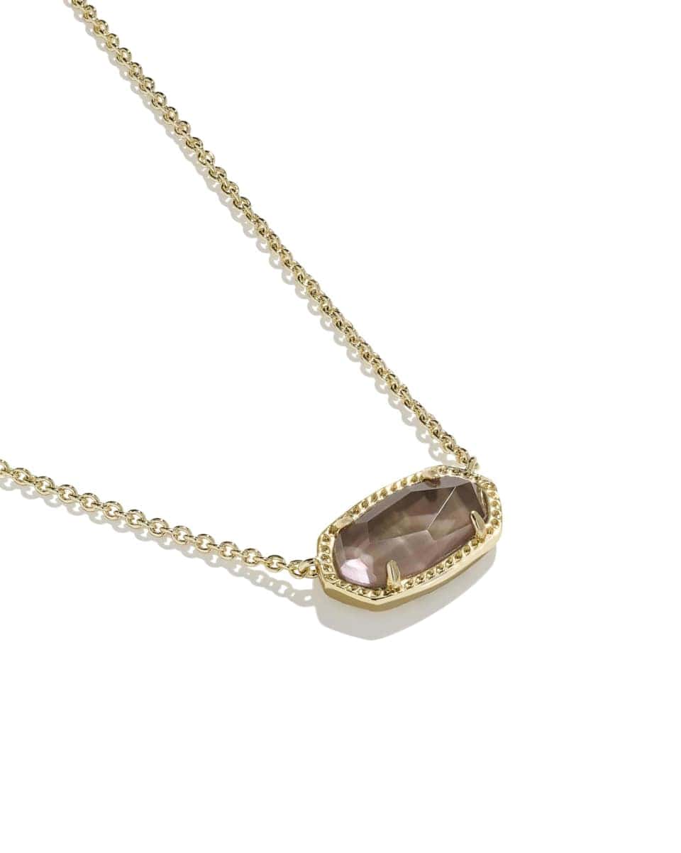 Kendra Scott Elisa Gold Pendant Necklace in Gold Taupe Mother of Pearl Kendra Scott Elisa Taupe Mother of Pearl Gold Necklace Necklaces