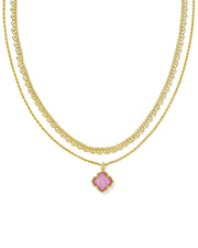 Kendra Scott Mallory Multi Strand Gold Necklace in Blush Ivory Mother of Pearl