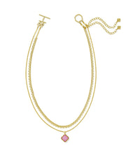 Kendra Scott Mallory Multi Strand Gold Necklace in Blush Ivory Mother of Pearl