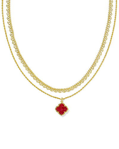 Kendra Scott Mallory Multi Strand Gold Necklace in Red Mother of Pearl