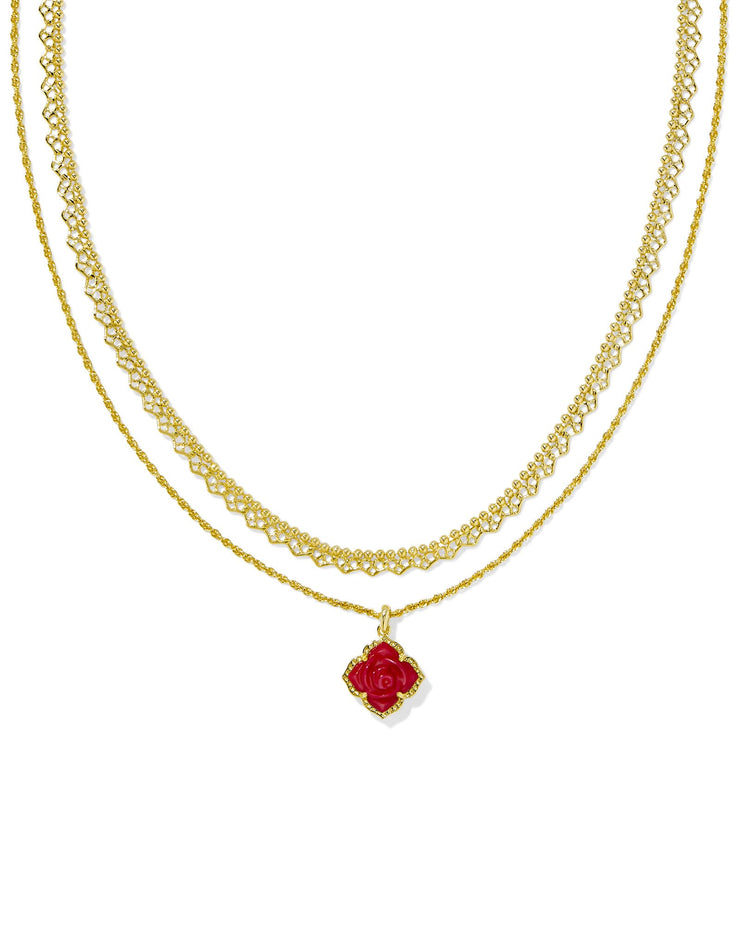 Kendra Scott Mallory Multi Strand Gold Necklace in Red Mother of Pearl
