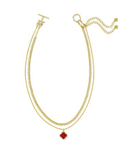 Kendra Scott Mallory Multi Strand Gold Necklace in Red Mother of Pearl