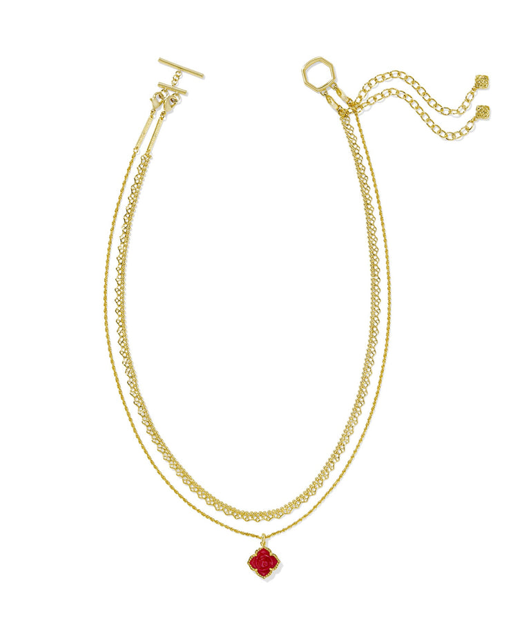 Kendra Scott Mallory Multi Strand Gold Necklace in Red Mother of Pearl