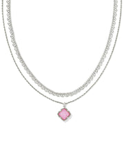 Kendra Scott Mallory Multi Strand Silver Necklace in Blush Ivory Mother of Pearl