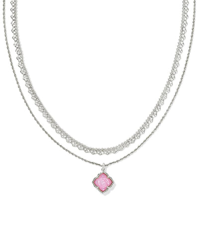 Kendra Scott Mallory Multi Strand Silver Necklace in Blush Ivory Mother of Pearl