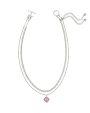 Kendra Scott Mallory Multi Strand Silver Necklace in Blush Ivory Mother of Pearl