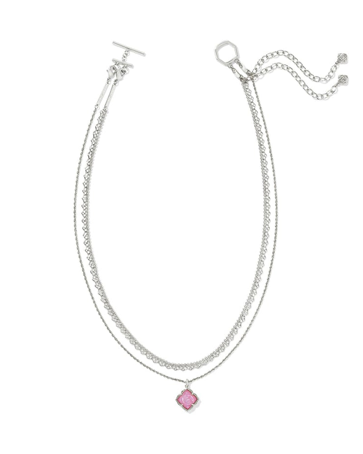 Kendra Scott Mallory Multi Strand Silver Necklace in Blush Ivory Mother of Pearl