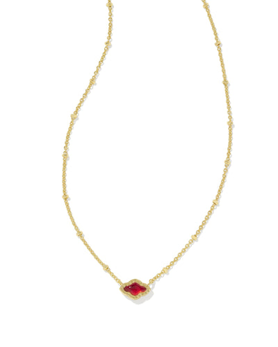 Kendra Scott Mini Abbie Gold Satellite Pendant Necklace in Cranberry Illusion