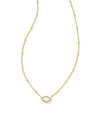 Kendra Scott Mini Abbie Gold Satellite Pendant Necklace in Ivory Mother of Pearl