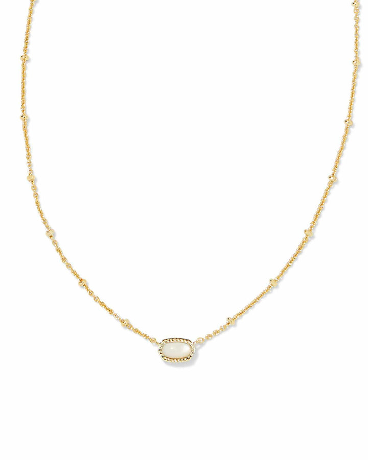 Kendra Scott Mini Elisa Gold Satellite Short Pendant Necklace in Ivory Mother of Pearl Kendra Scott Mini Elisa Mother of Pearl Gold Necklace Necklaces