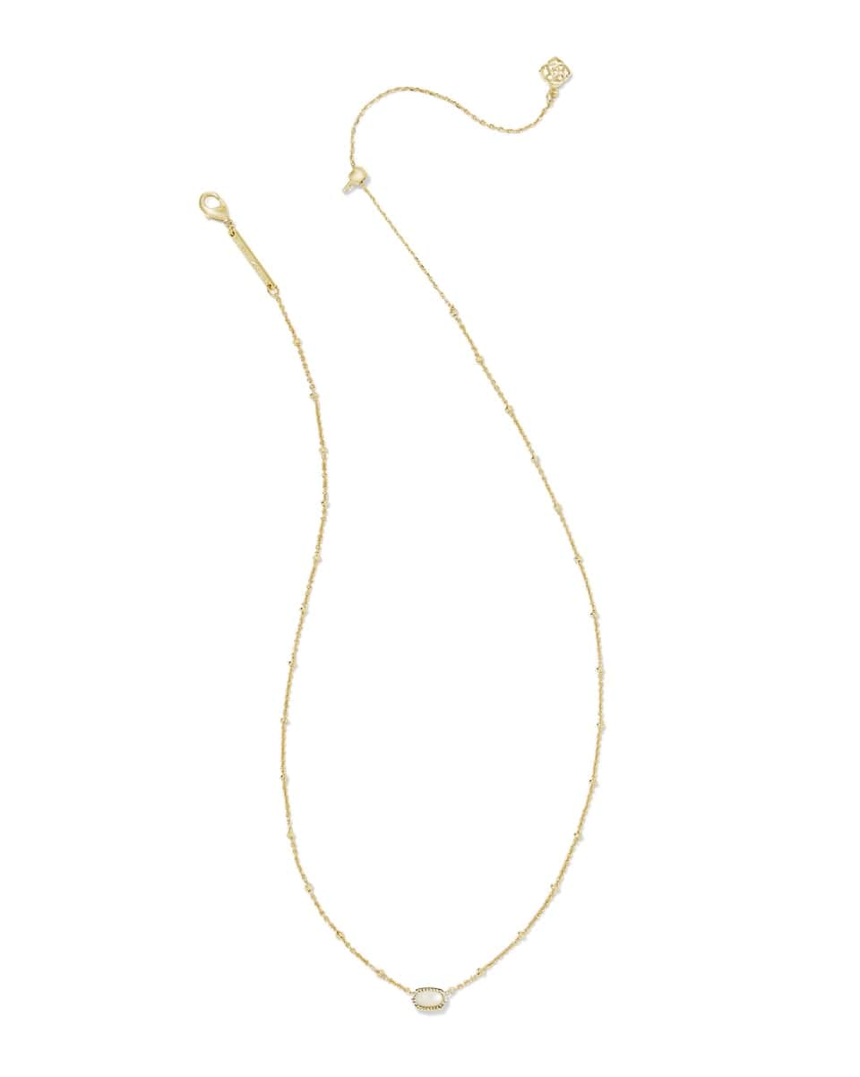 Kendra Scott Mini Elisa Gold Satellite Short Pendant Necklace in Ivory Mother of Pearl Kendra Scott Mini Elisa Mother of Pearl Gold Necklace Necklaces