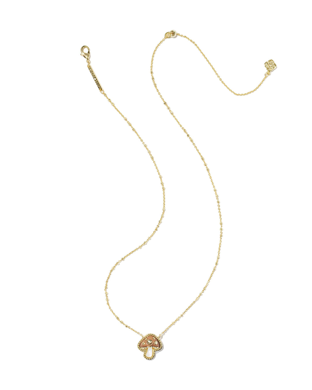 Kendra Scott Mushroom Gold Short Pendant Necklace in Brown Mix Mushroom Necklace | Gold Fall Pendant Necklace Necklaces