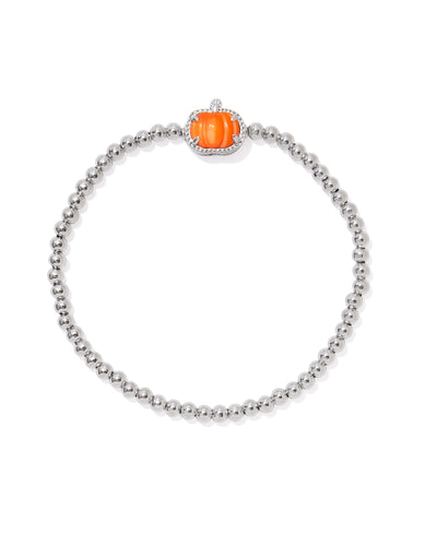 Kendra Scott Pumpkin Silver Stretch Bracelet in Orange Mother of Pearl