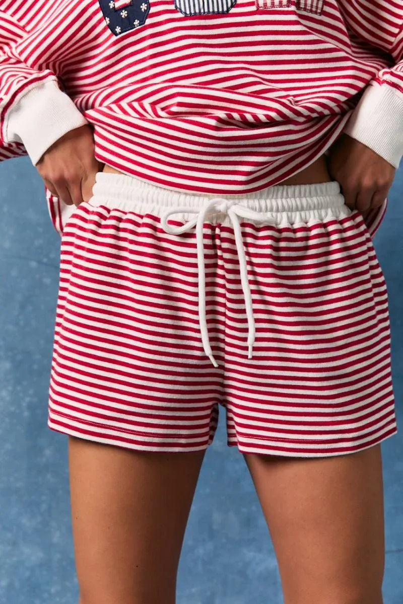 Red Striped Americana Sweatshorts