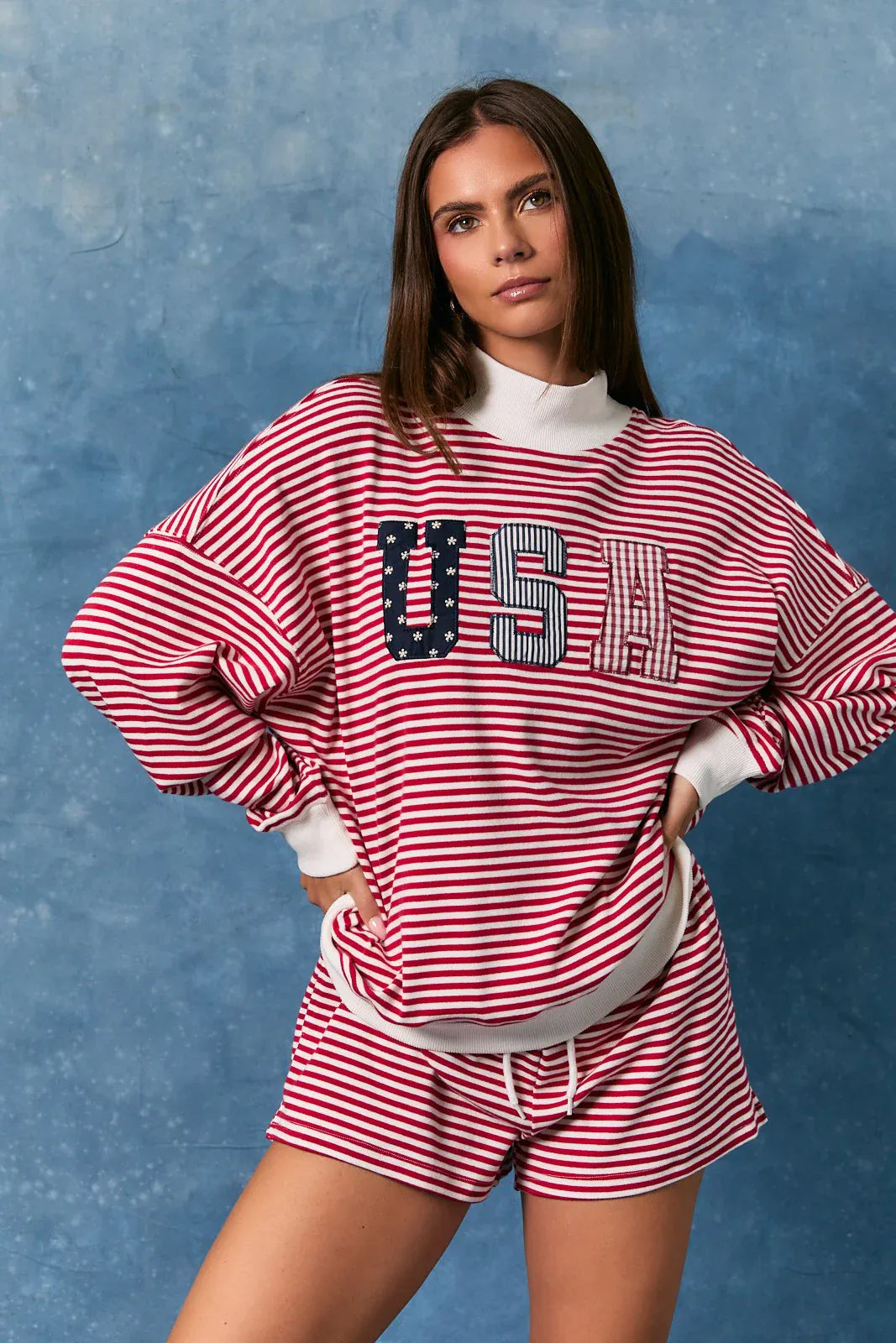 Red Striped Americana Sweatshorts