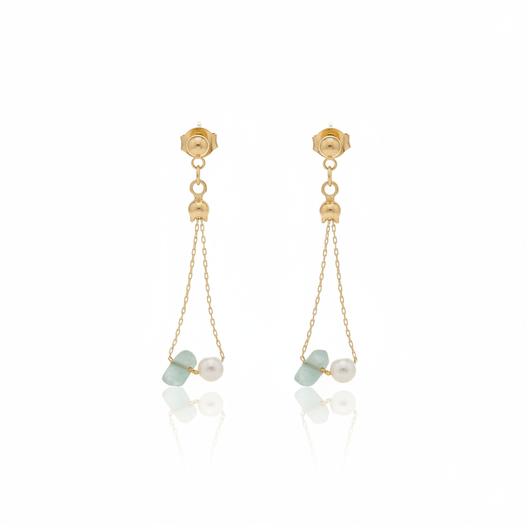 Stone &amp; Pearl Chip Drop Earrings