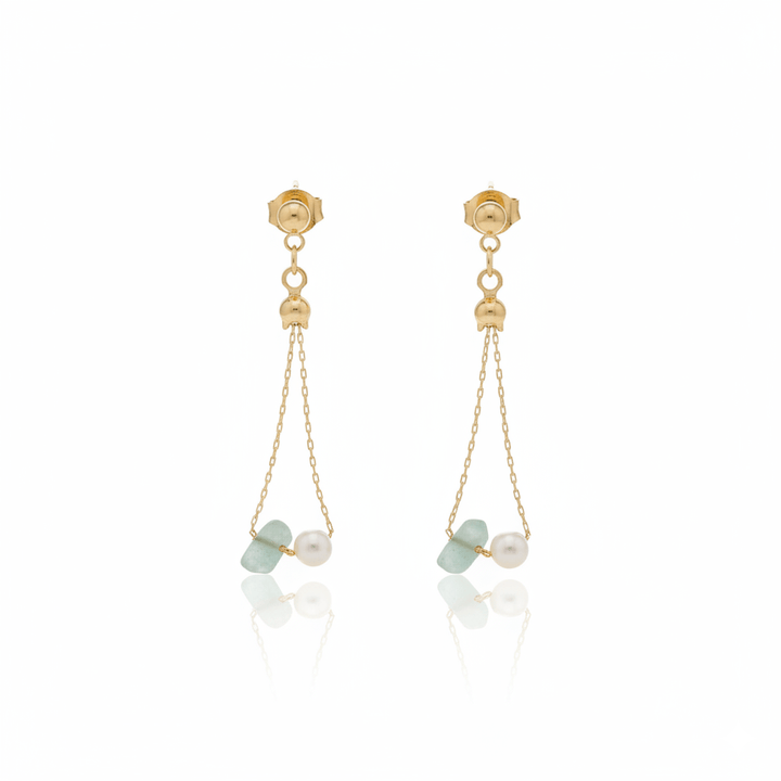 Stone &amp; Pearl Chip Drop Earrings