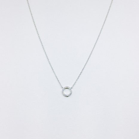 Dainty Pave Halo Necklace