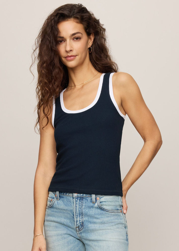 Z Supply Sirena Colorblocked Rib Tank in Eclipse