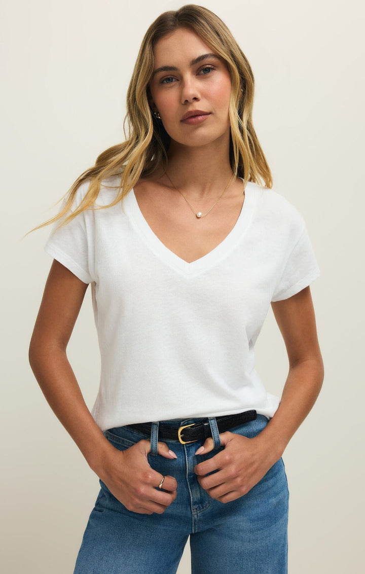 Z Supply Modern V-Neck Tee in White