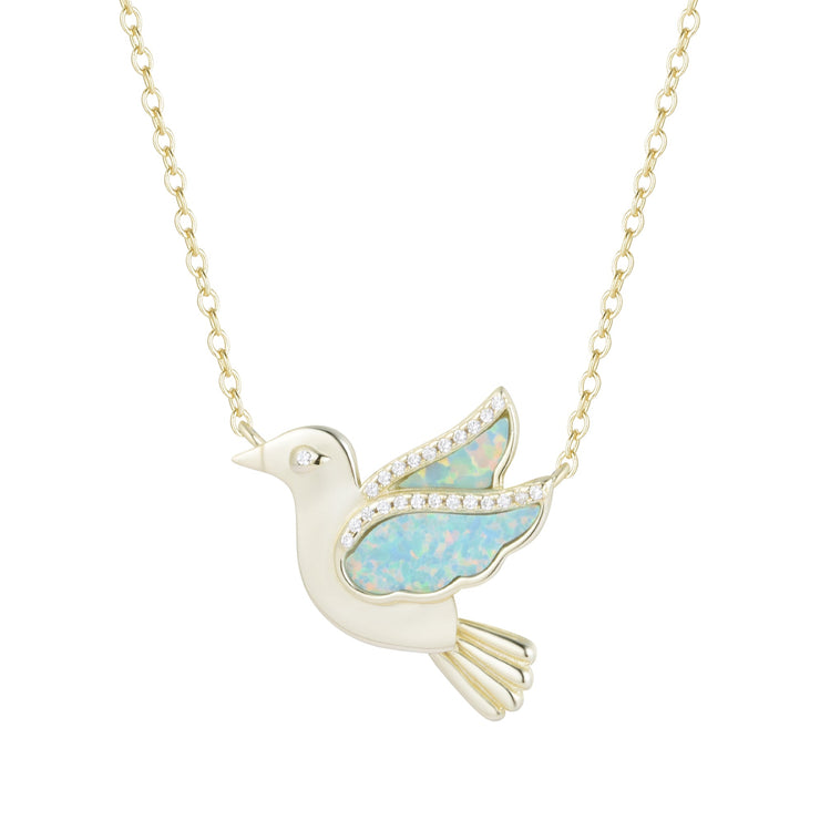 Opal Dove Bird Necklace