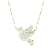 Opal Dove Bird Necklace