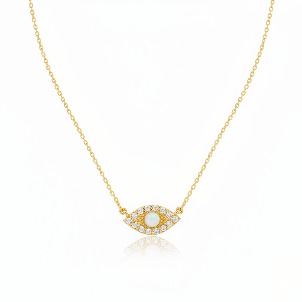 Opal Evil Eye Pendant Necklace