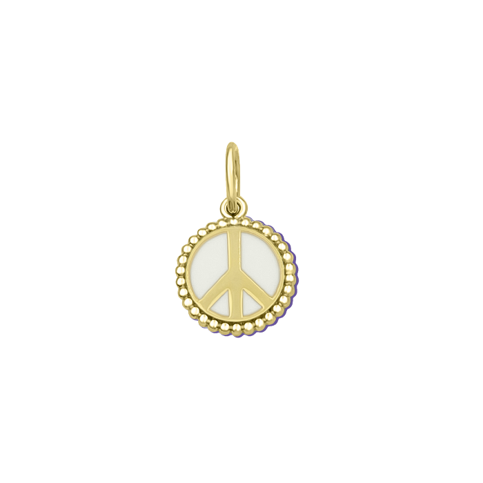 Lola Peace Sign Pendant - Gold & White