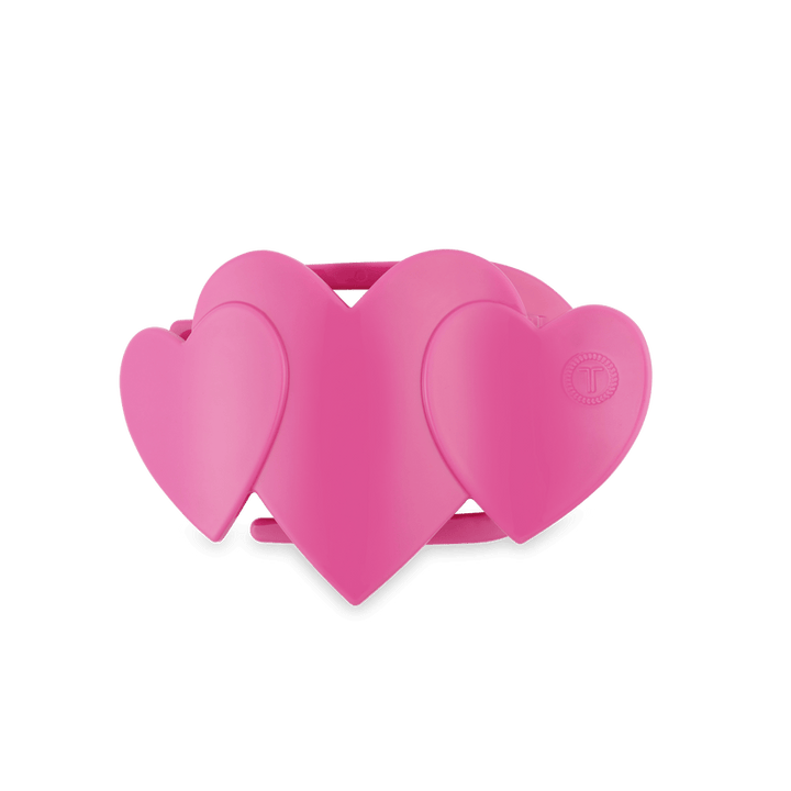 Teleties Flat Heart to Heart Pink Hair Clip
