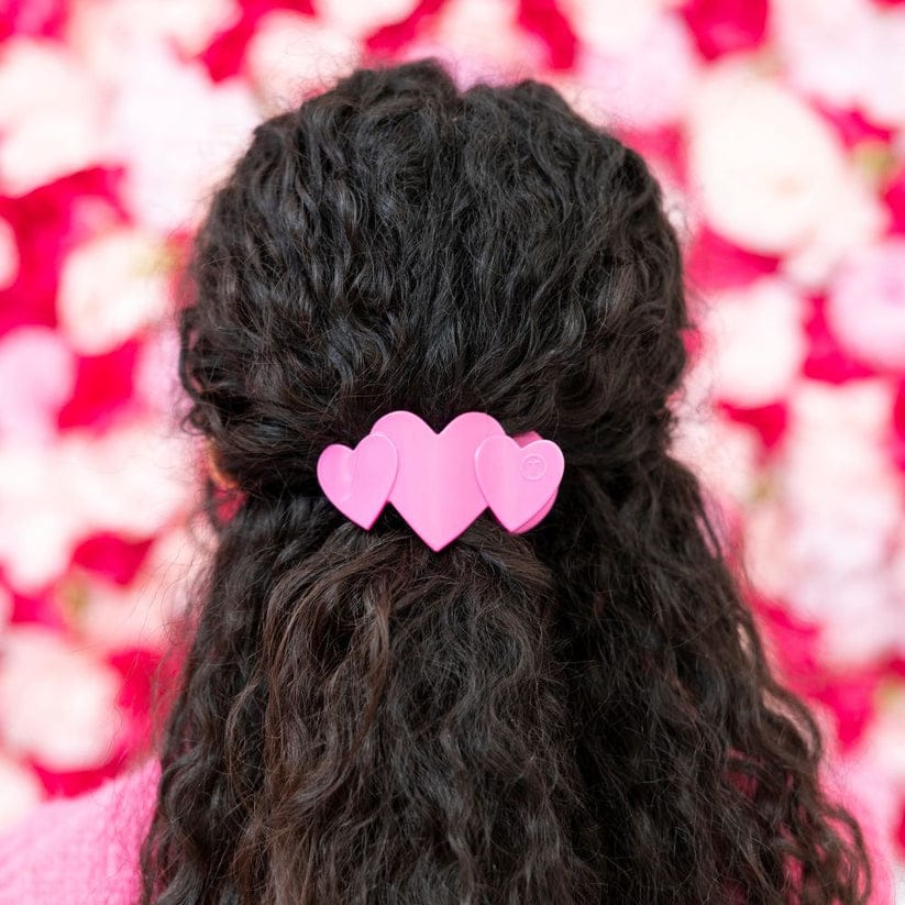 Teleties Flat Heart to Heart Pink Hair Clip