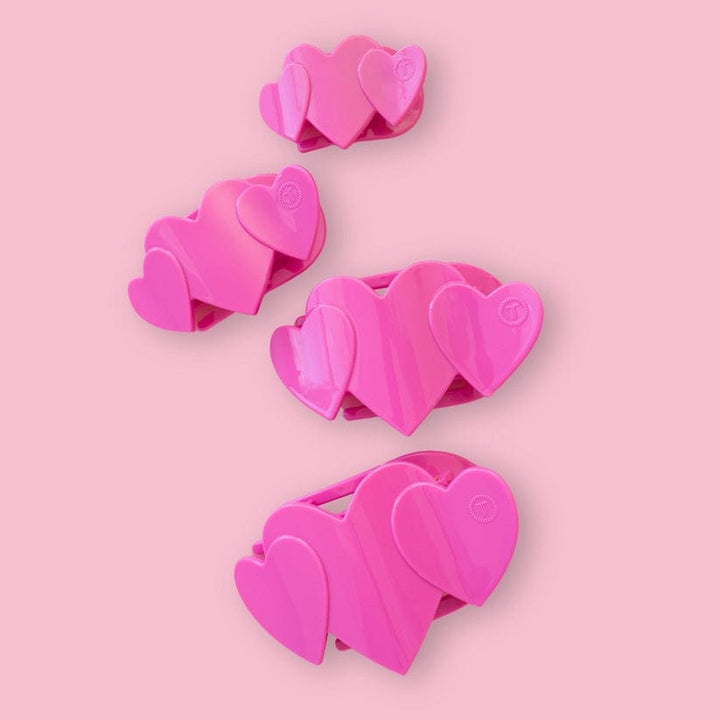 Teleties Flat Heart to Heart Pink Hair Clip