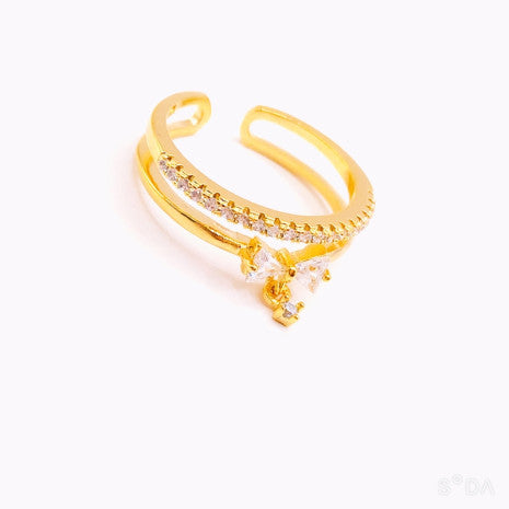 Crystal Bow Charm Ring