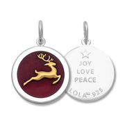 Lola Reindeer Cranberry Pendant - Gold