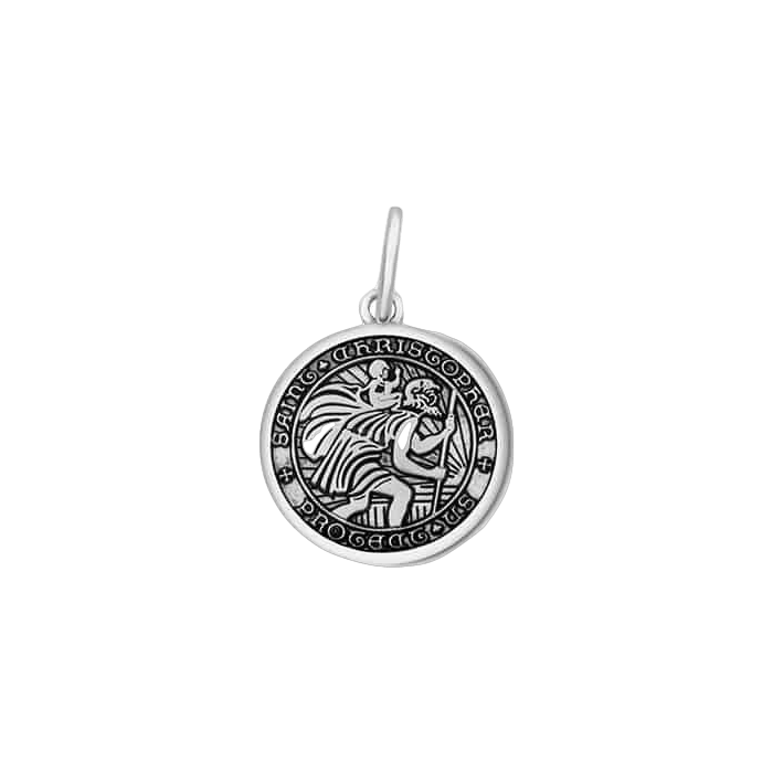 Lola St. Christopher Pendant - Oxy Silver