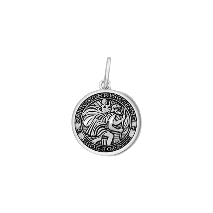 Lola St. Christopher Pendant - Oxy Silver