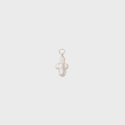 Silver Keshi Cross Charm