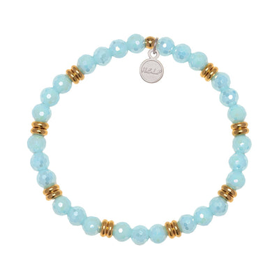The Jimmy Fund Charity Bracelet: Gold with Aqua Crystal Charity Soul Stacker