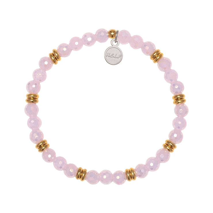 The Jimmy Fund Charity Bracelet: Gold with Pink Crystal Charity Soul Stacker