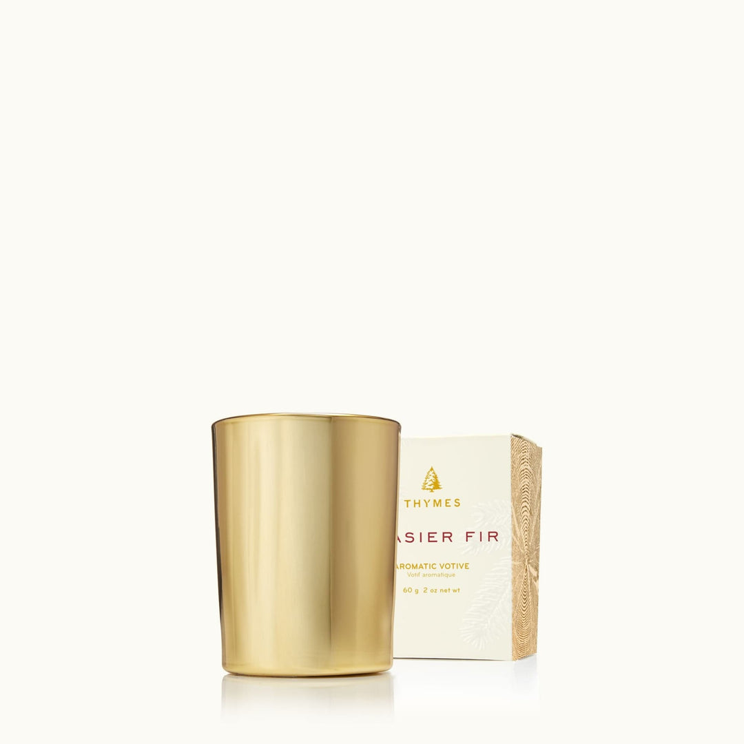 Frasier Fir Gilded Gold Votive Candle Thymes Frasier Fir Gilded Gold Votive Candle | 2 oz Candle