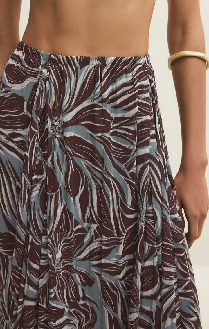 Z Supply Vitoria Zinn Floral Maxi Skirt in Chocolate Cherry