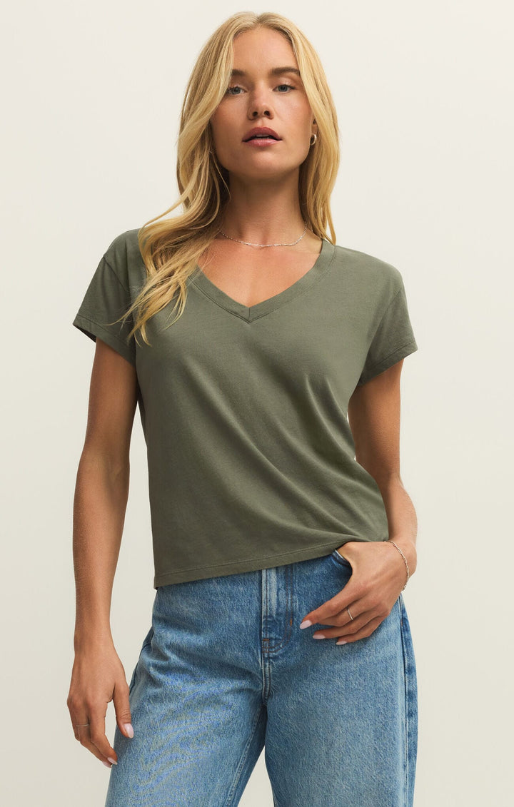 Z Supply Modern V-Neck Tee in Tea Leaf
