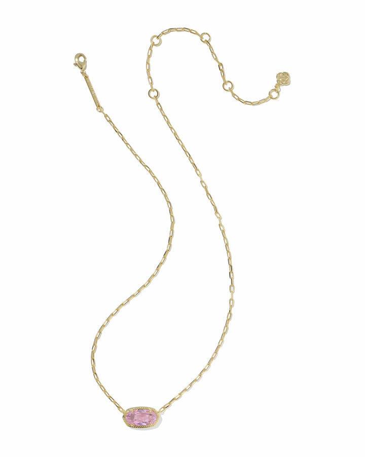 Kendra Scott Elisa Luxe Gold Short Pendant Necklace in Light Pink CZ