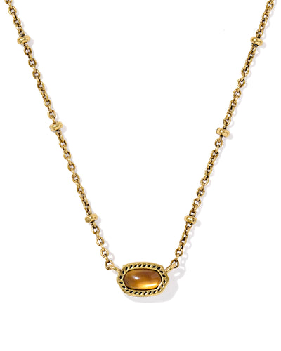 Kendra Scott Mini Elisa Gold Satellite Pendant Necklace in Marbled Amber Illusion