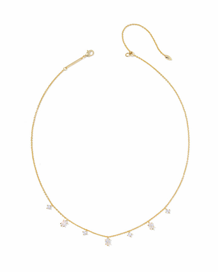 Kendra Scott Cailin Gold Delicate Strand Necklace in White CZ