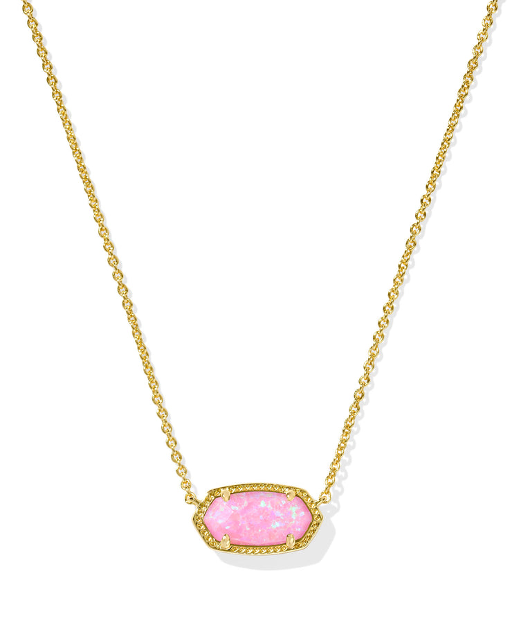 Kendra Scott  Elisa Gold Short Pendant Necklace in Carnation Kyocera Opal